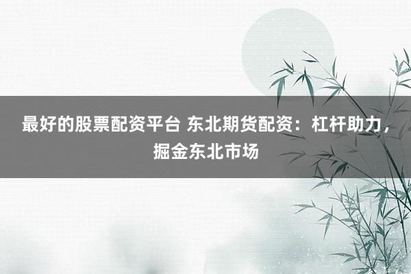 最好的股票配资平台 东北期货配资：杠杆助力，掘金东北市场