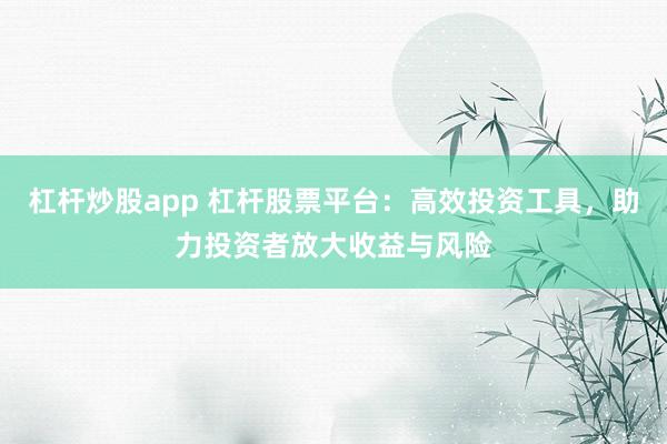 杠杆炒股app 杠杆股票平台：高效投资工具，助力投资者放大收益与风险