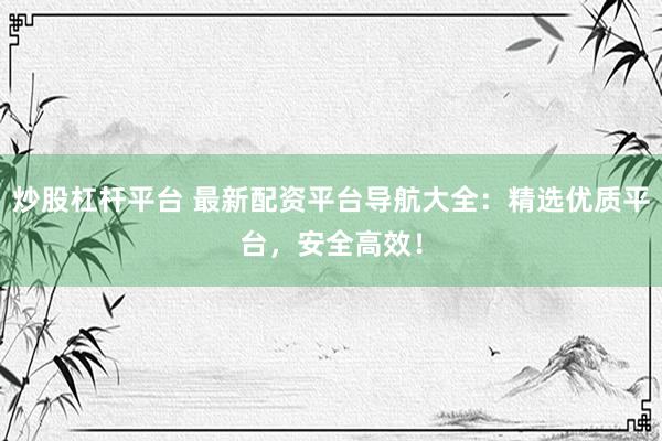炒股杠杆平台 最新配资平台导航大全:精选优质平台,安全高效!