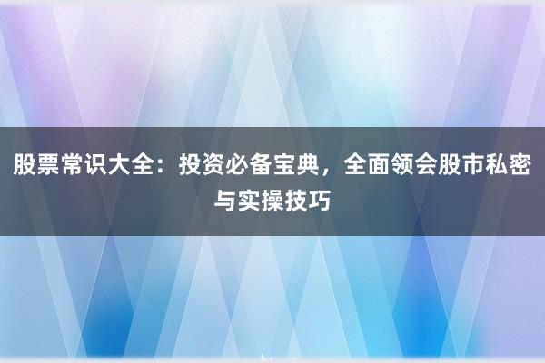 股票常识大全:投资必备宝典,全面领会股市私密与实操技巧
