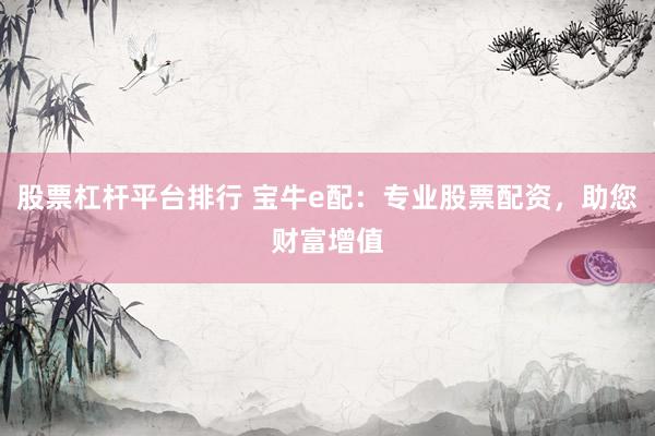股票杠杆平台排行 宝牛e配：专业股票配资，助您财富增值