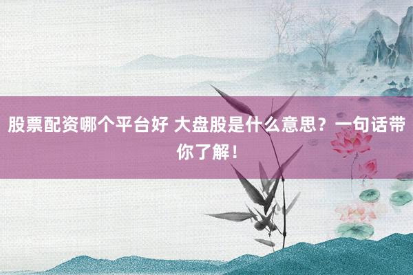 股票配资哪个平台好 大盘股是什么意思？一句话带你了解！